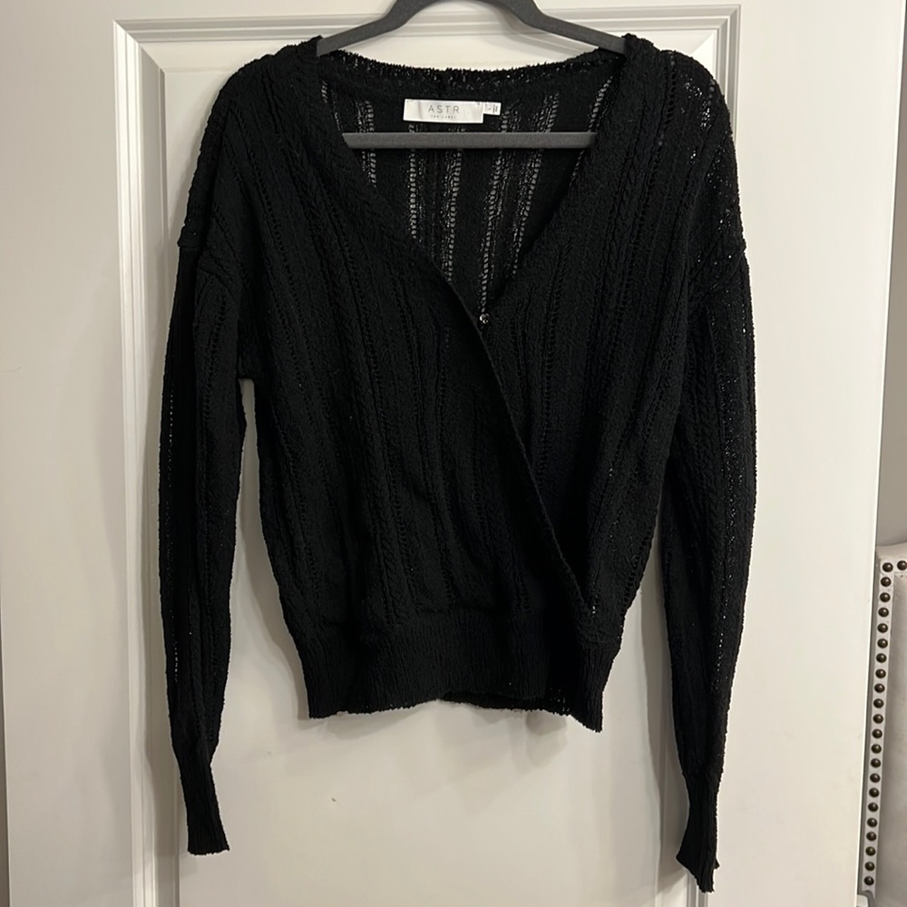 Black wrap sweater